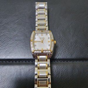 Bulova womens watch diamond 14k gold two tone stainless steel water resistant